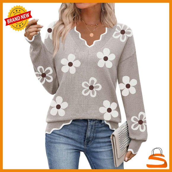 Sweaters - Lightweight Ribbed V-Neck Sweater Long Sleeve Pullover Fall Casual